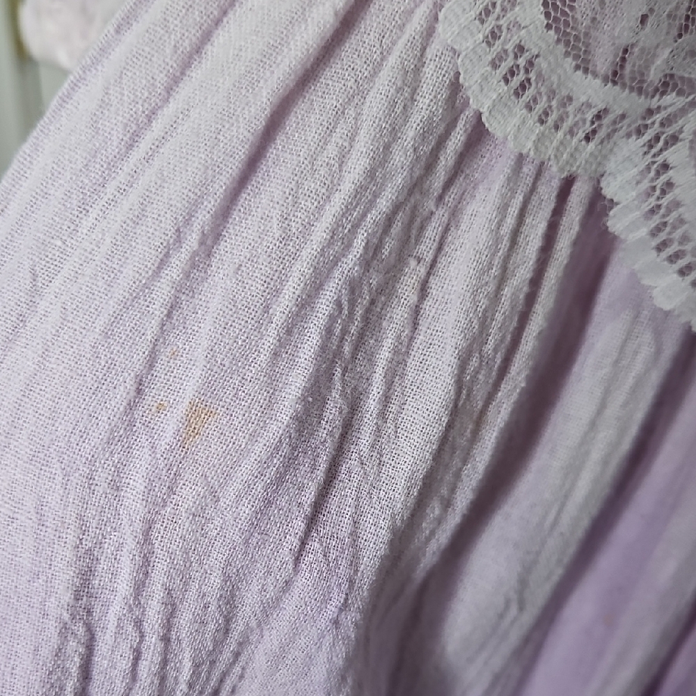 Vintage Boho Lace Ruffled Ombre Lavender Lace Baby Doll Dress Size Small Medium - Picture 11 of 16